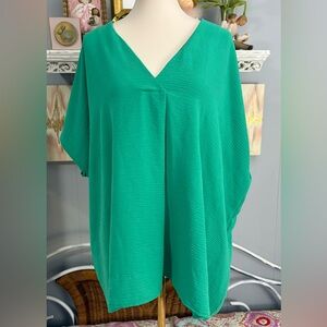 Women’s Entro V-Neck Blouse with Placket Detail Kelly Green XL